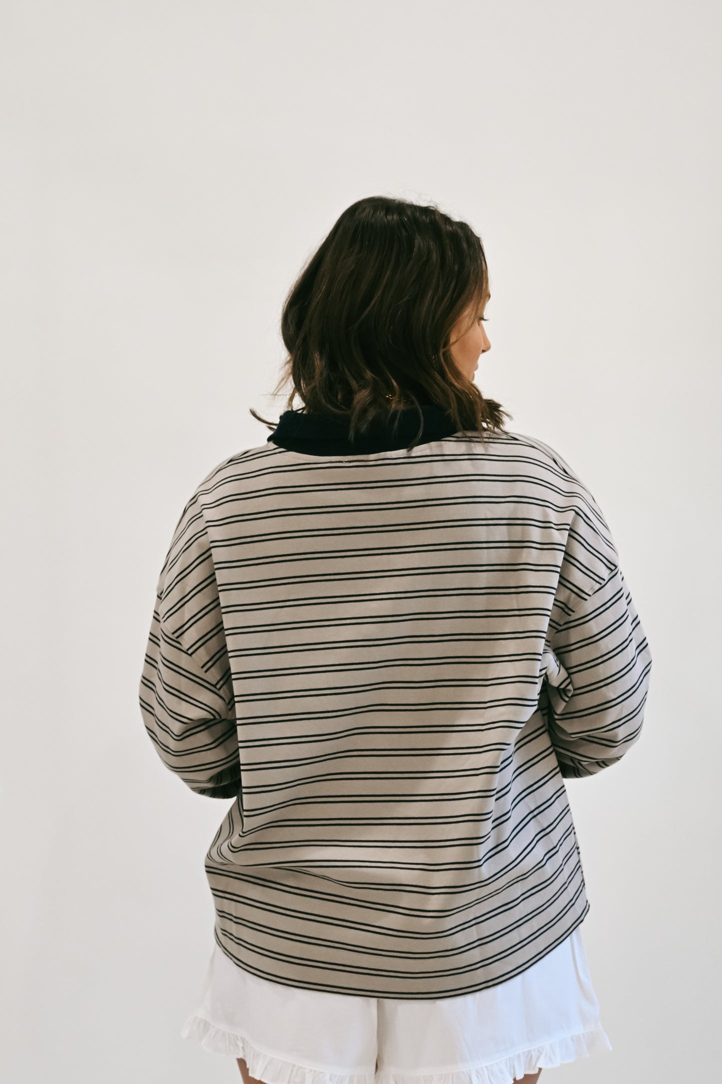 RESTOCKED ‘Holten' Striped Polo in Navy