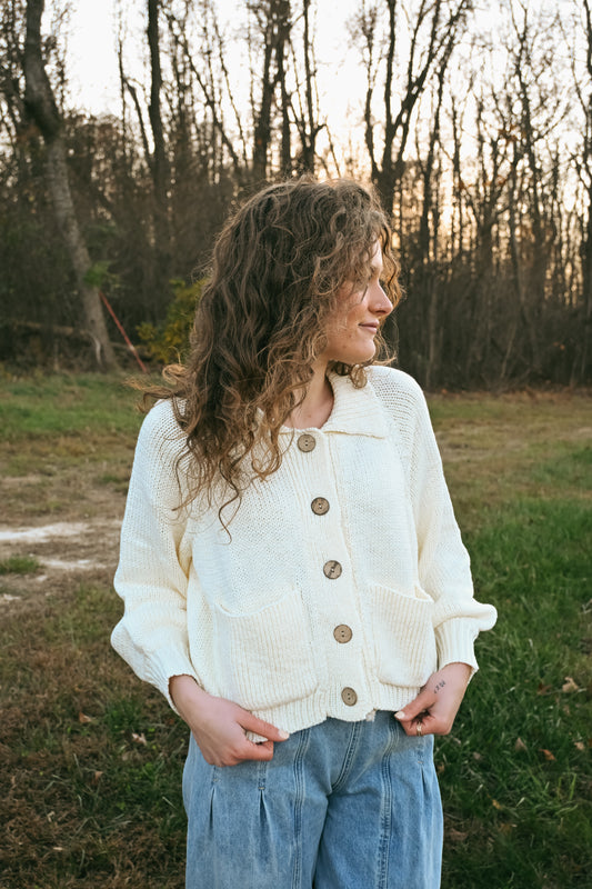 'Lucia' Cardigan in Ivory