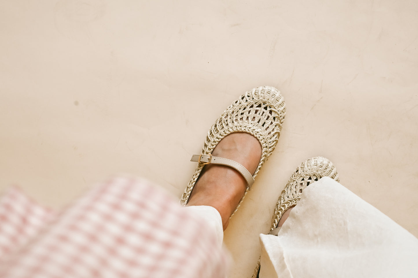 'Siena' Woven Flats in Natural