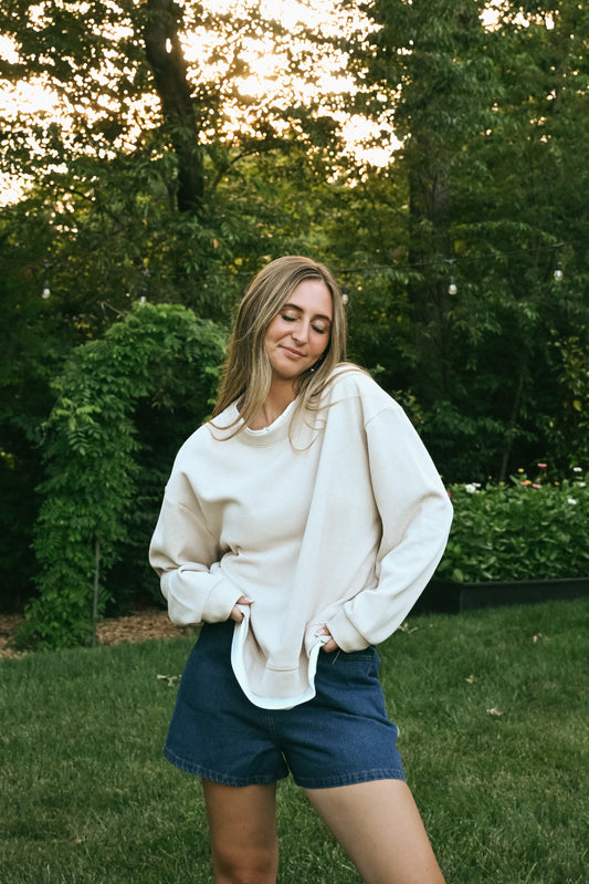 'Billy' Layered Sweater in Taupe