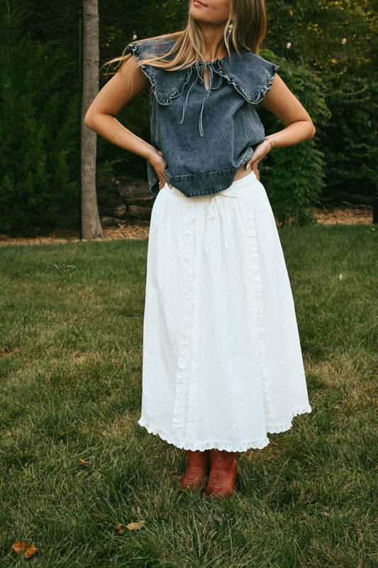 'Morgan' Midi Skirt in White