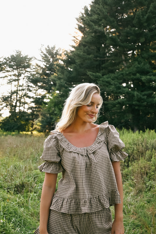 'Kolby' Frill Gingham Top