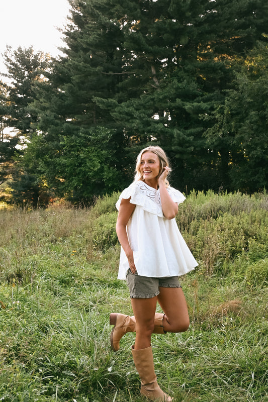 'Junie' Ruffle Shorts in Olive