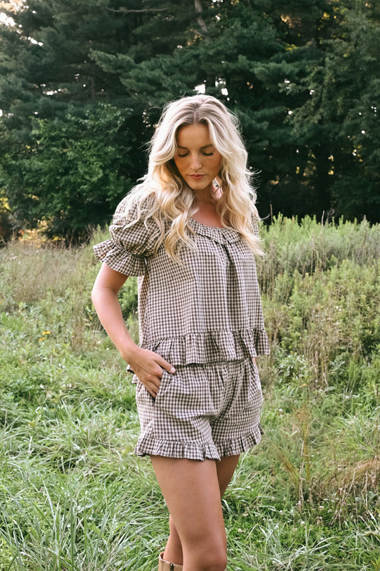 'Kolby' Frill Gingham Shorts