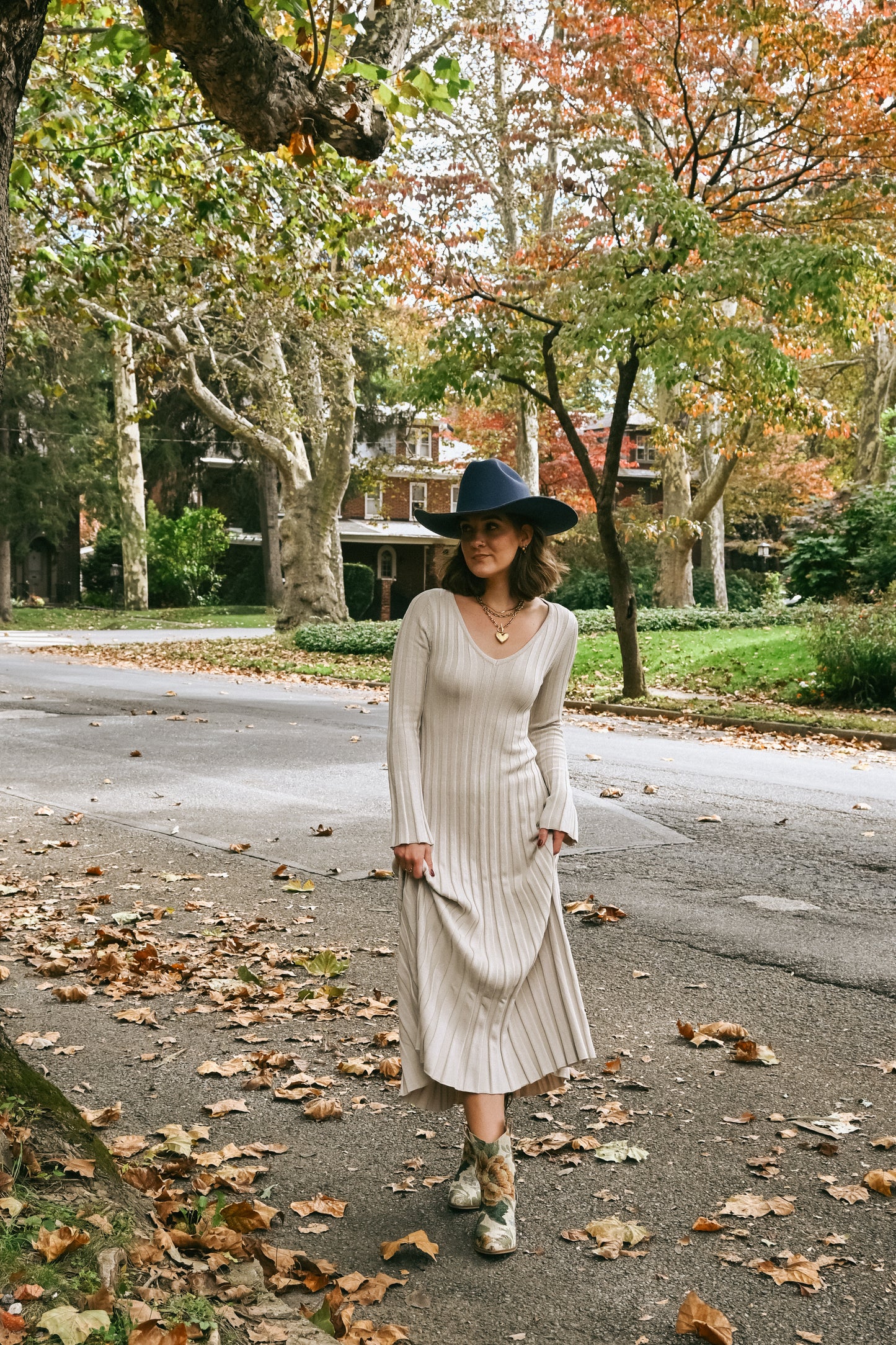 'Camilla' Midi Dress in Beige