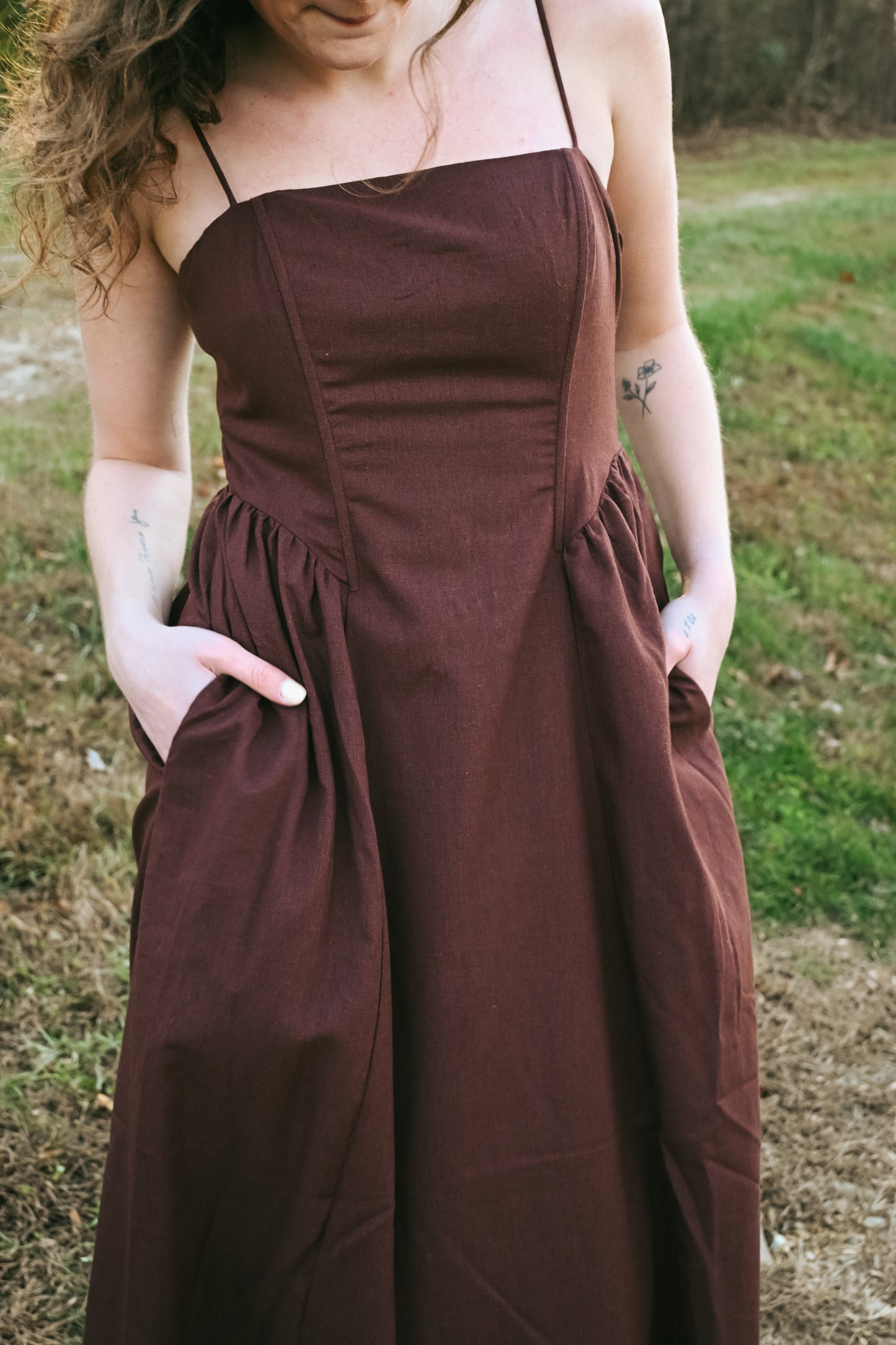 'Aurora' Midi Dress in Chocolate