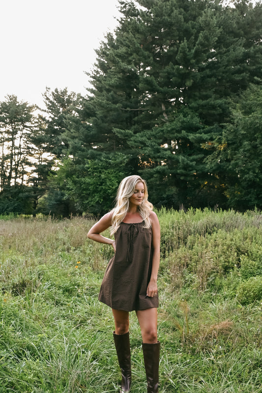 'Gabby' Dress in Chocolate Plaid