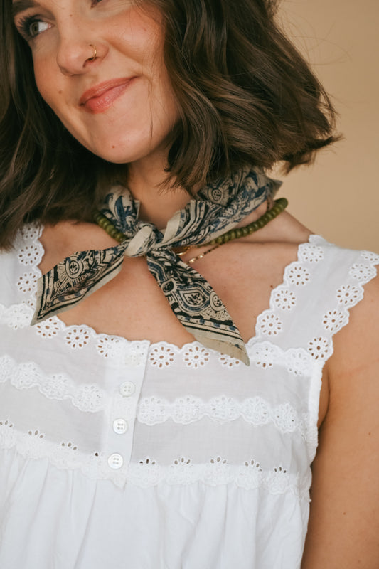 Cotton Scarf in Navy