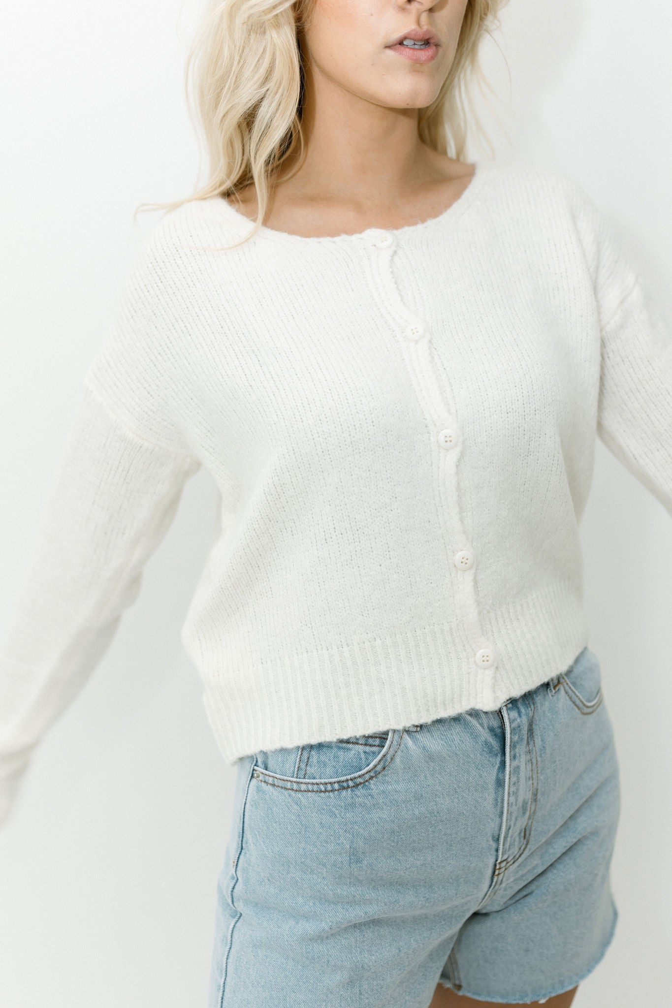 'Madeline' Knit Cardigan in Cream