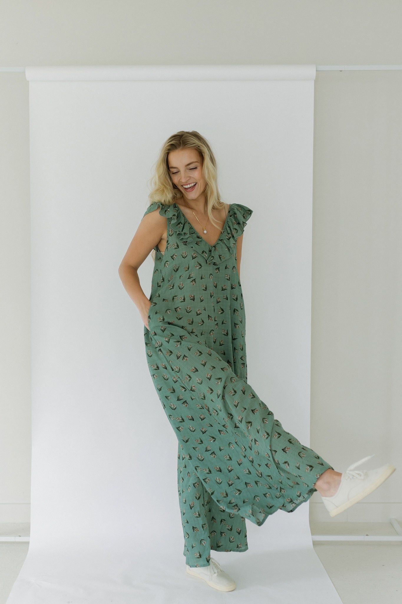 'Fiji' Wide Leg Jumpsuit in Sage