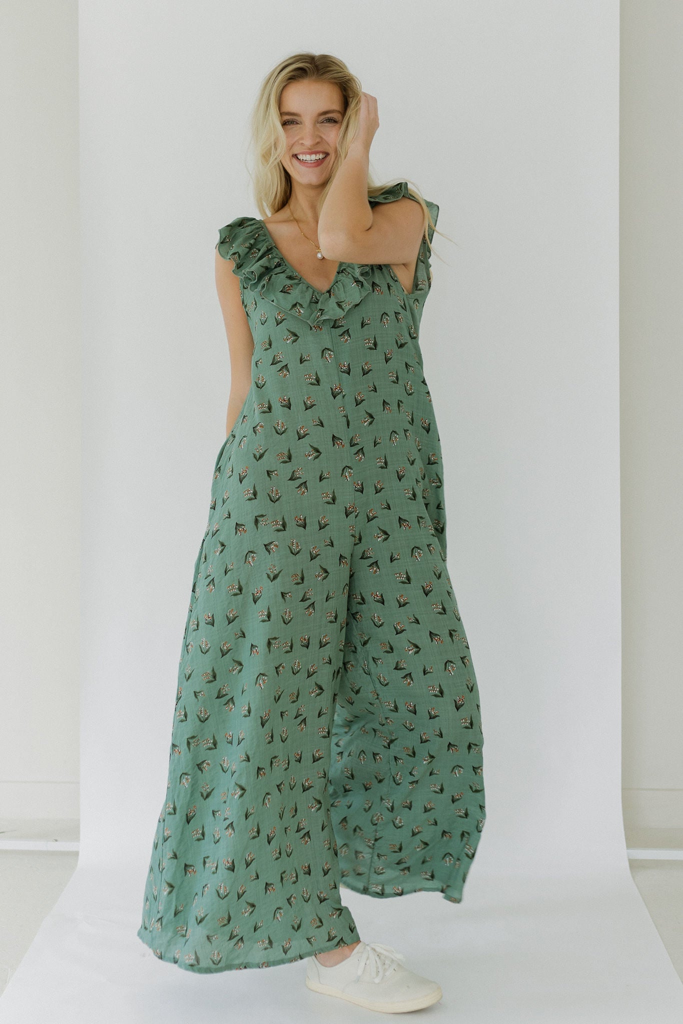 'Fiji' Wide Leg Jumpsuit in Sage