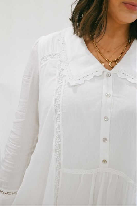 'Harmony' Cotton Dress in White