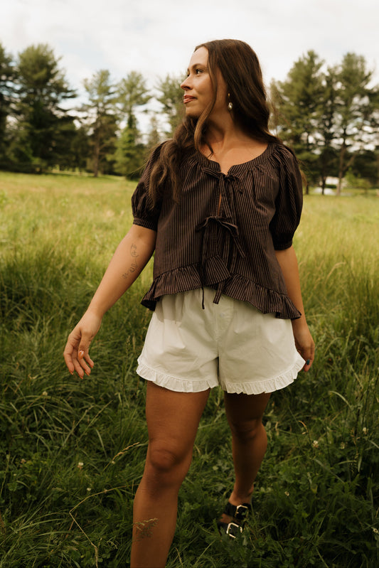 'Lucy' Ruffle Shorts in White