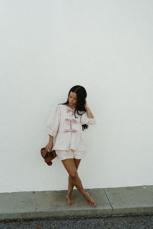 'Dahlia' Striped Set in Pink