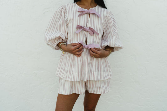 'Dahlia' Striped Set in Pink