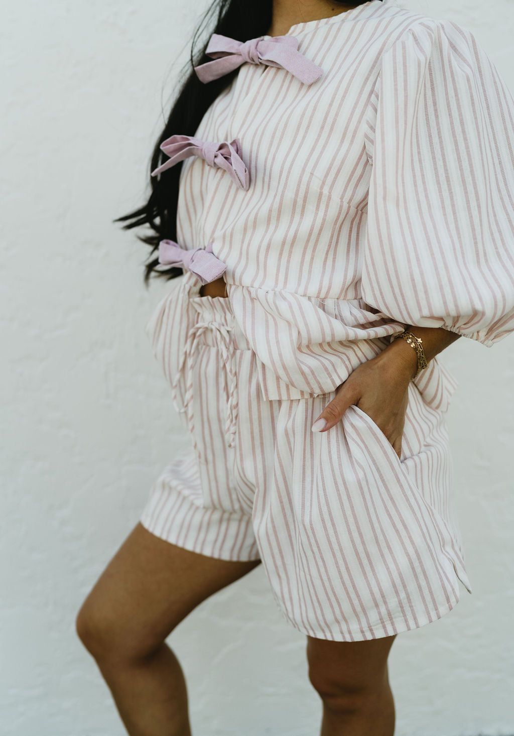 'Dahlia' Striped Set in Pink
