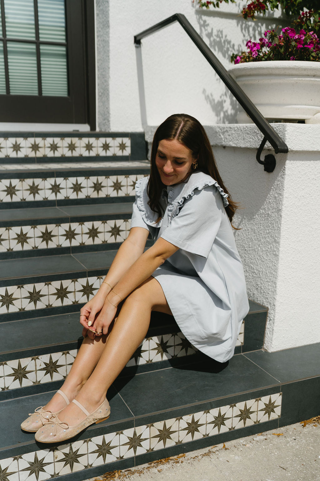 'Bonnie' Mini Dress in Sky