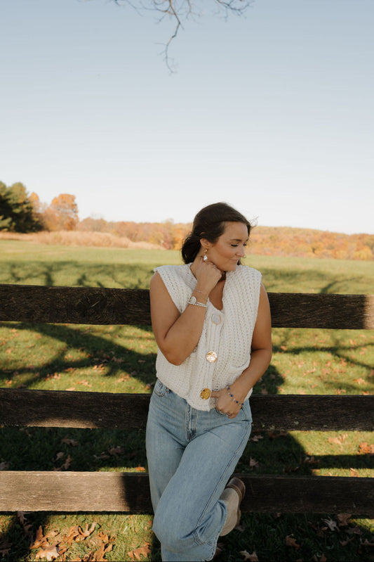 'Sailor' Sweater Vest in Cream