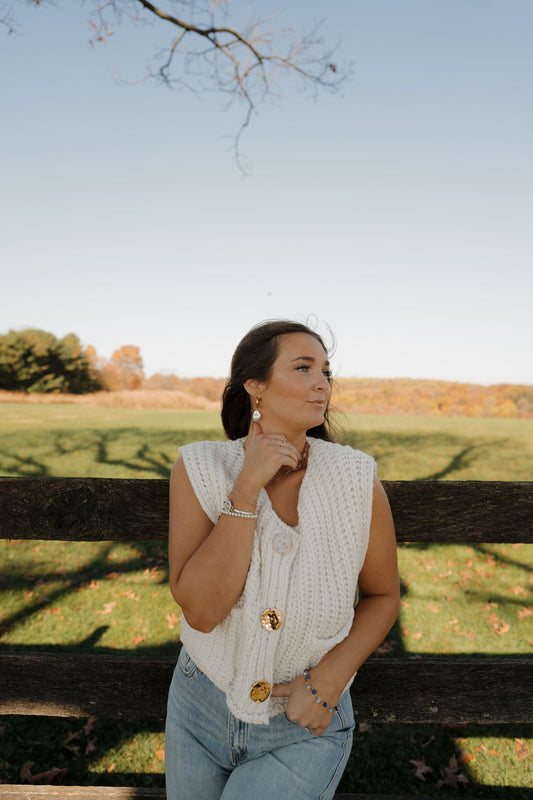 'Sailor' Sweater Vest in Cream