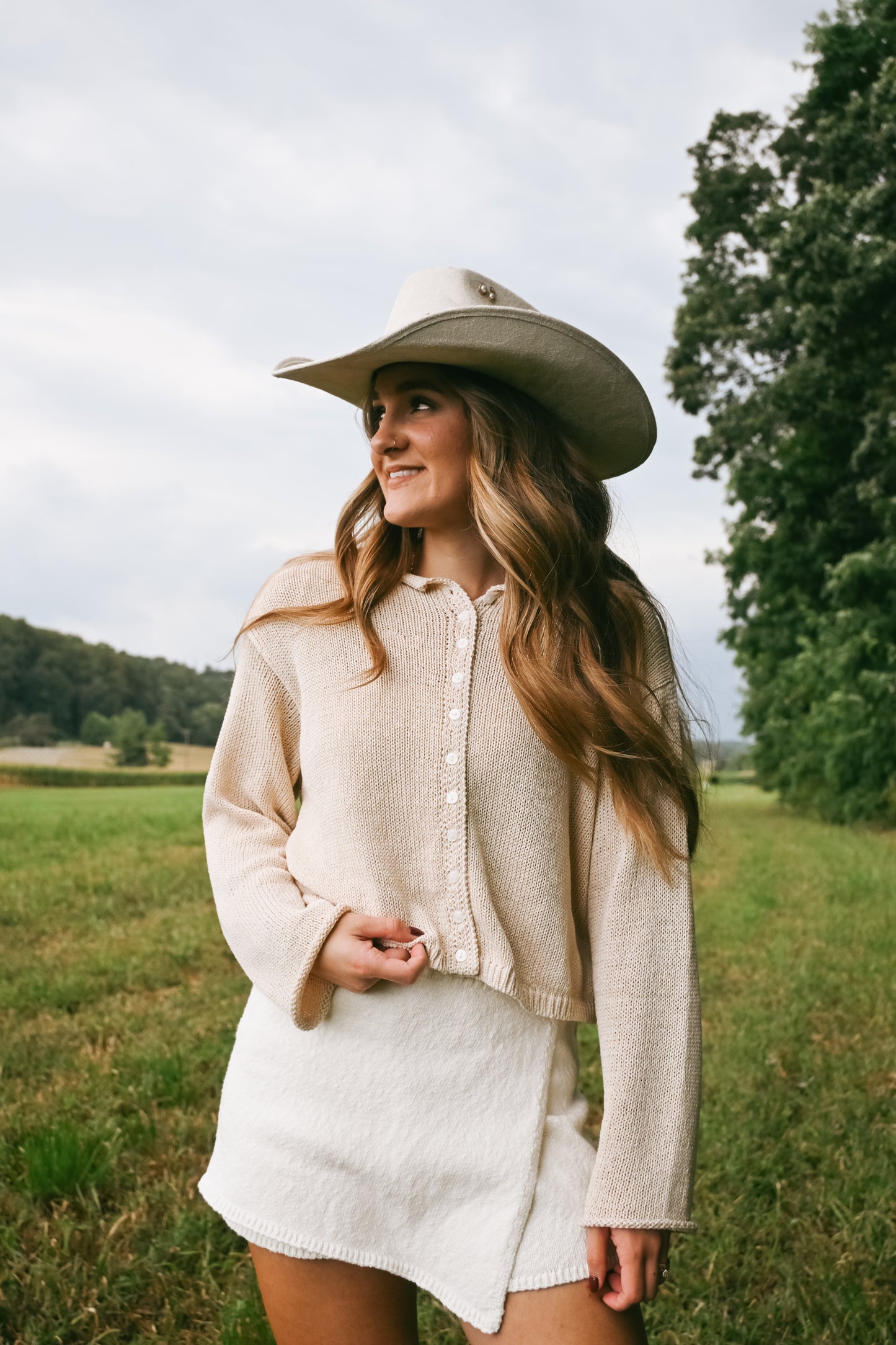 'Chandler' Cotton Cardigan in Oat
