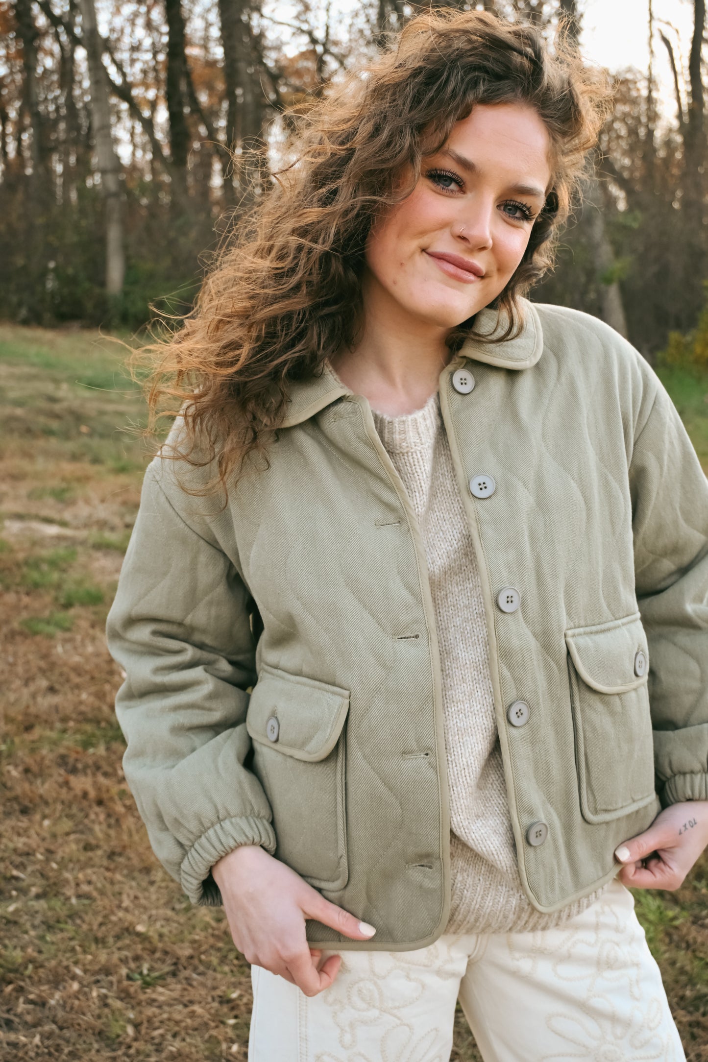 'Aspen' Quilted Jacket in Olive