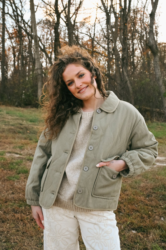 'Aspen' Quilted Jacket in Olive