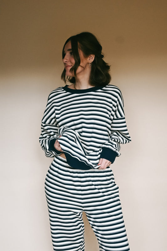 'Malcolm' Set in Navy Stripe