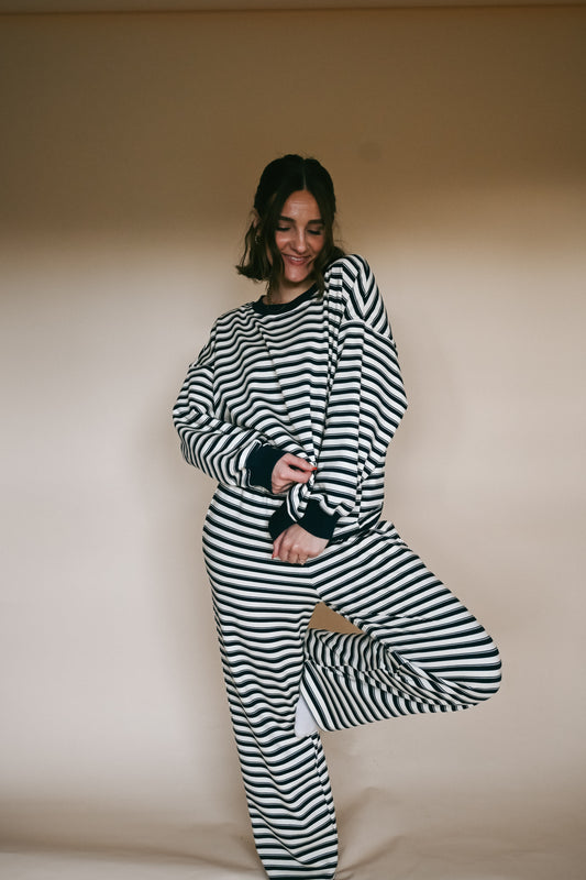 'Malcolm' Set in Navy Stripe