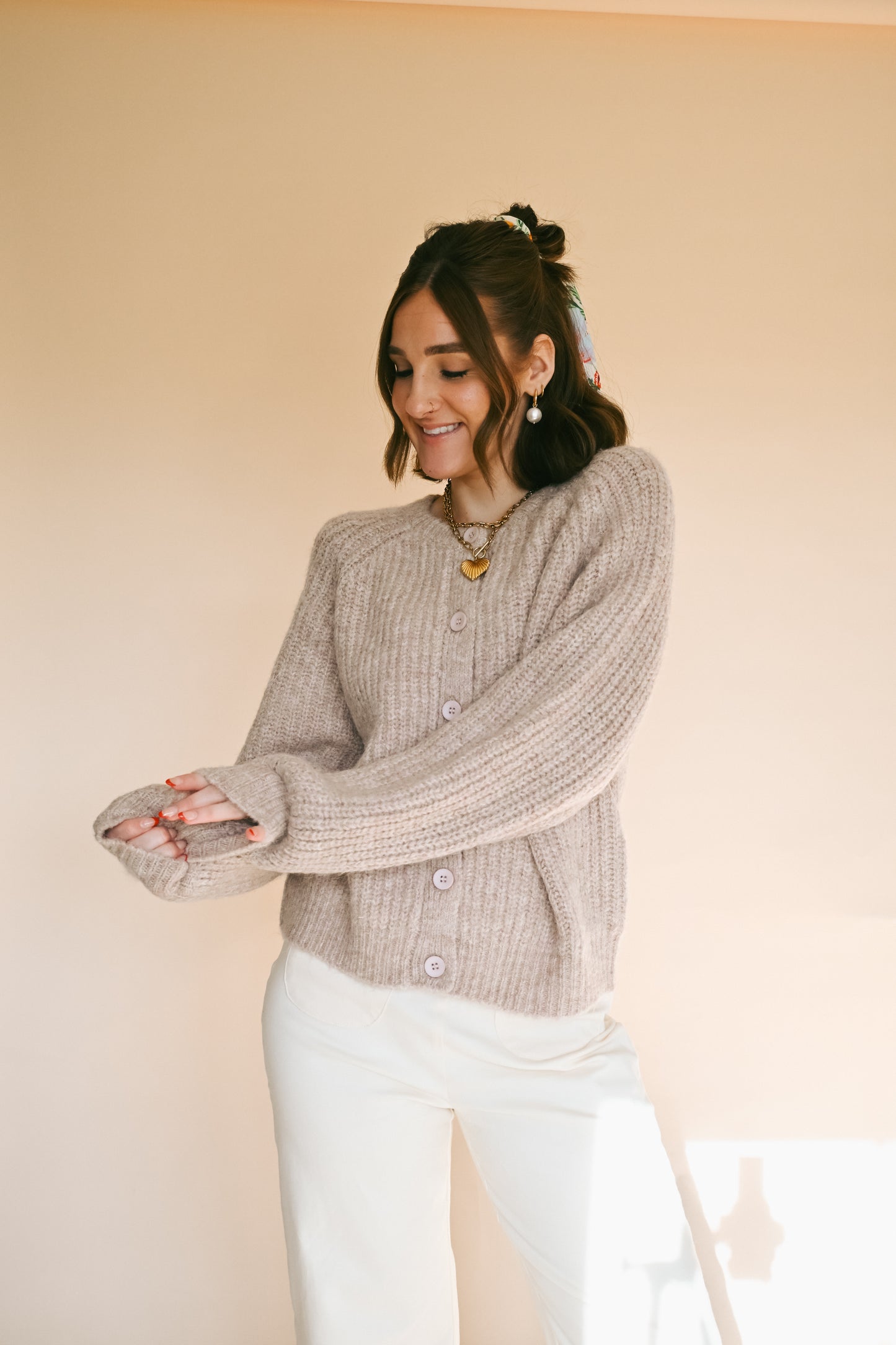 'Mari' Cardigan in Dusty Pink