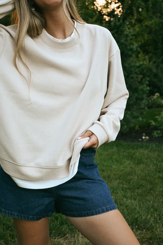 'Billy' Layered Sweater in Taupe