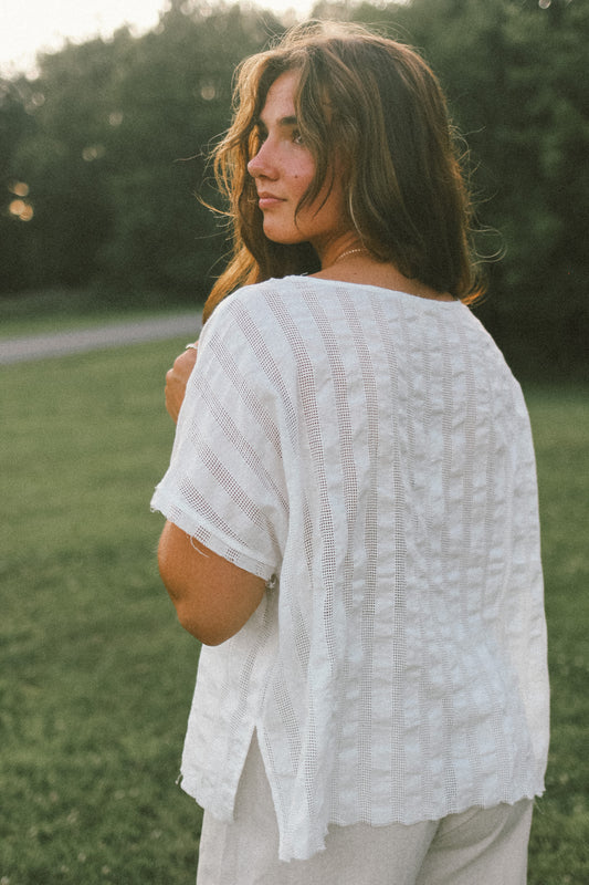 'Bay' Cotton Top in White