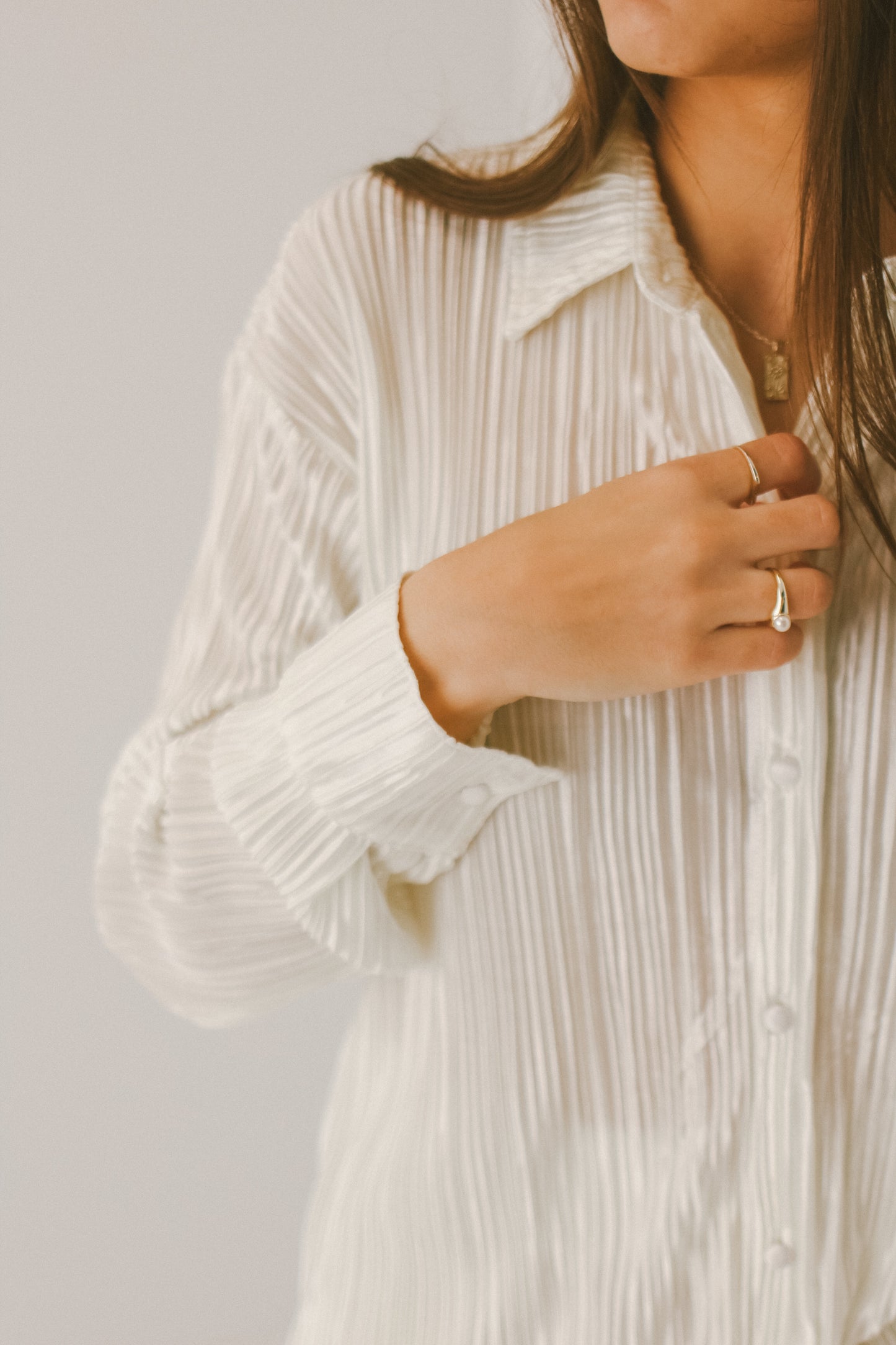 'Aster' Pleated Set in Cream