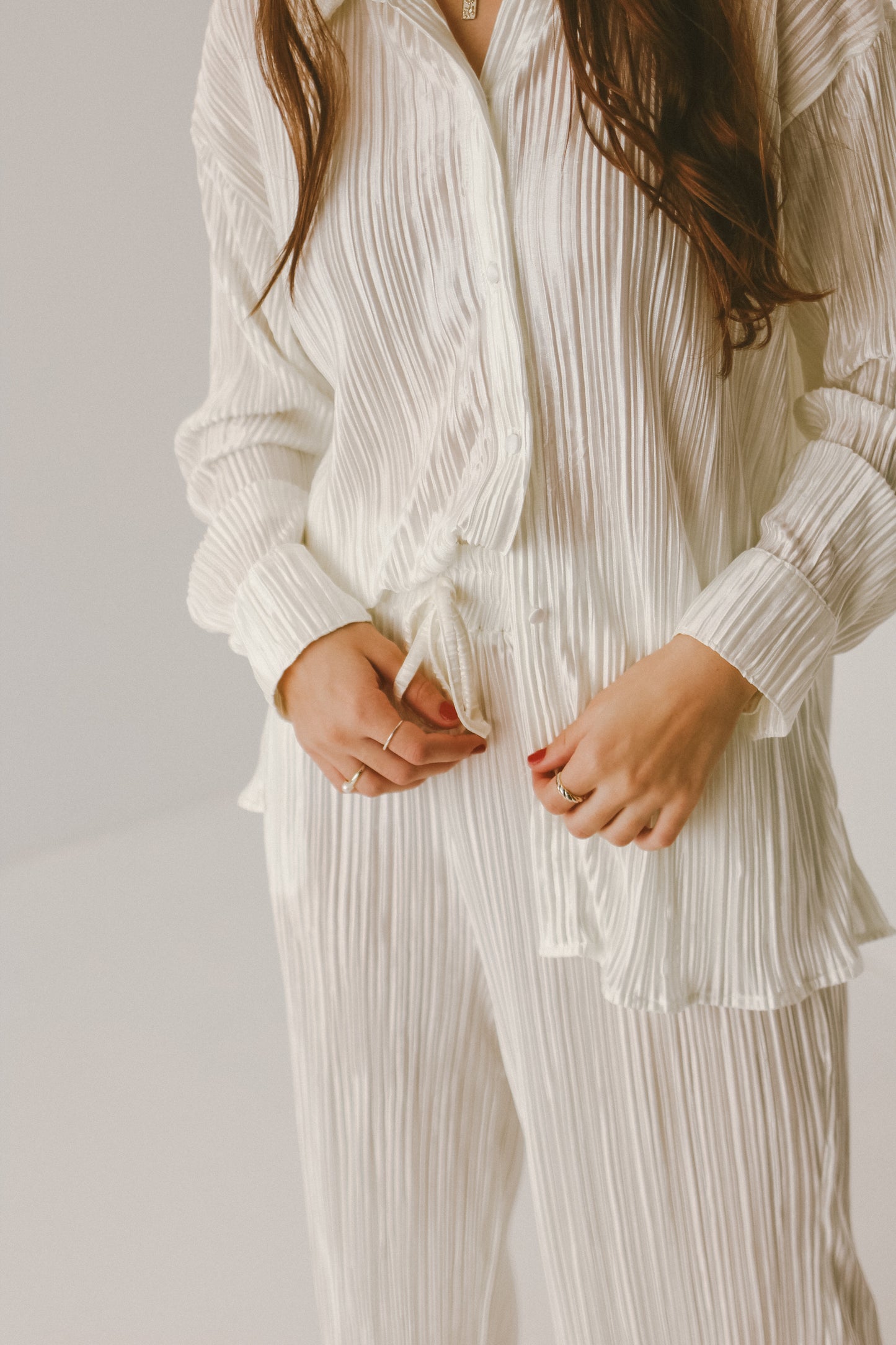 'Aster' Pleated Set in Cream