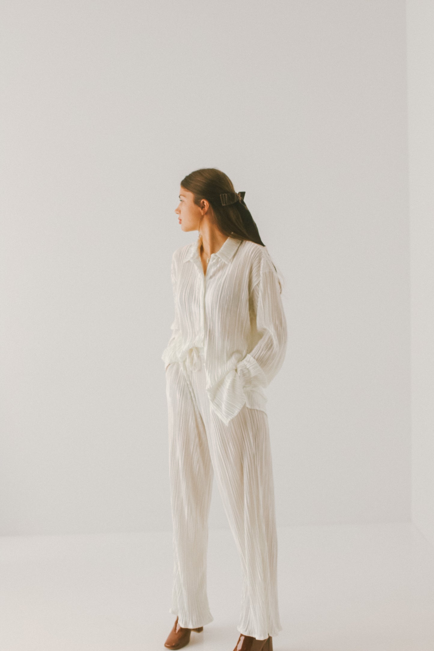 'Aster' Pleated Set in Cream