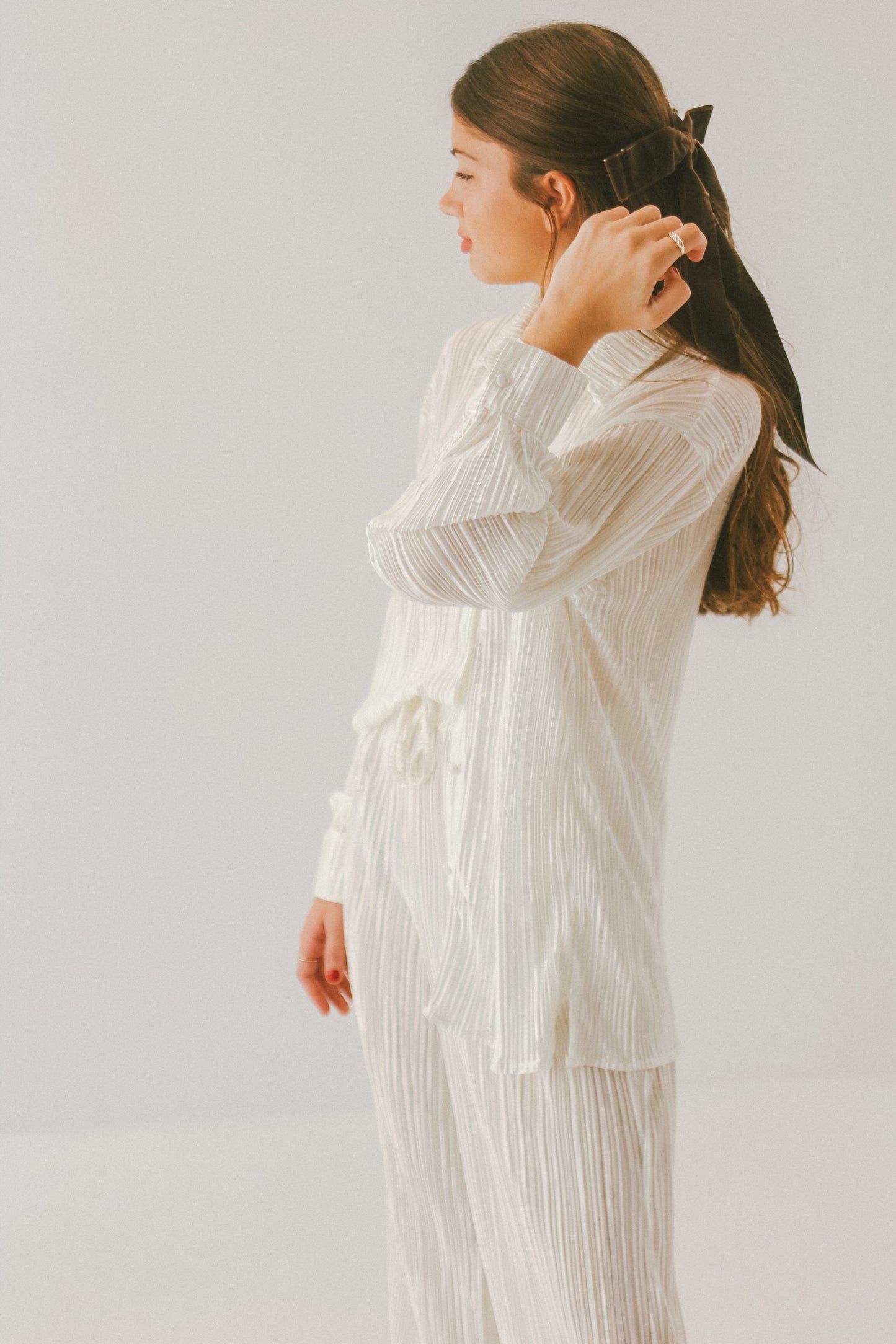 'Aster' Pleated Set in Cream