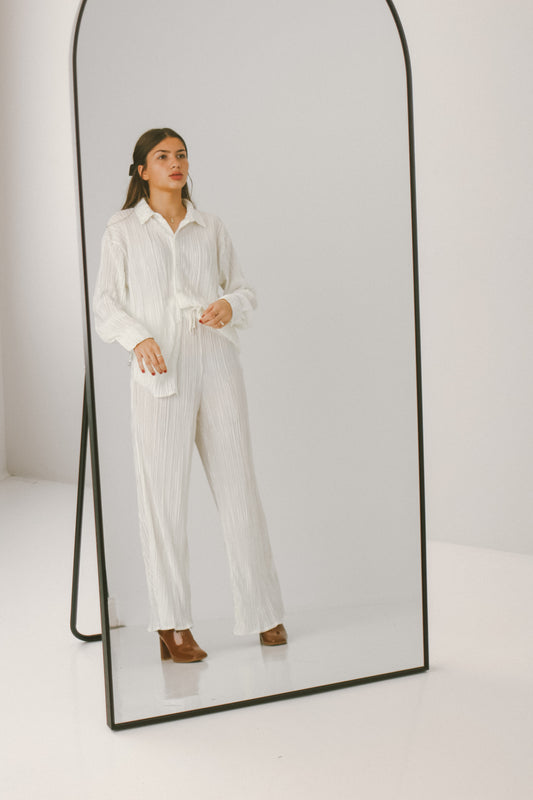 'Aster' Pleated Set in Cream