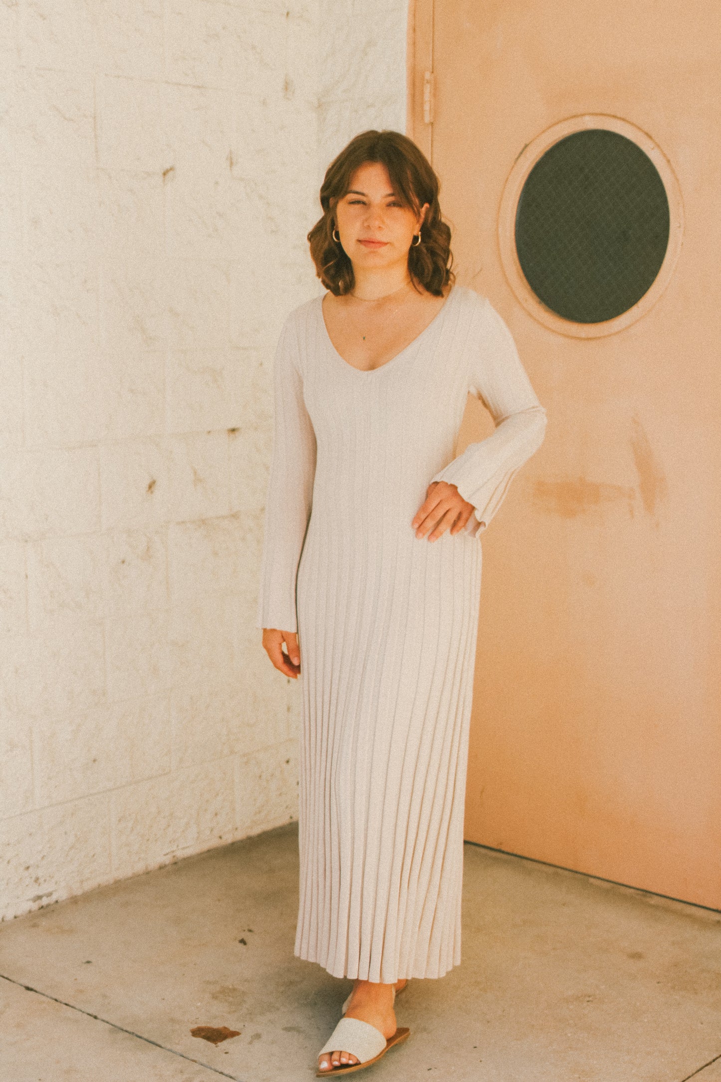 'Camilla' Midi Dress in Beige