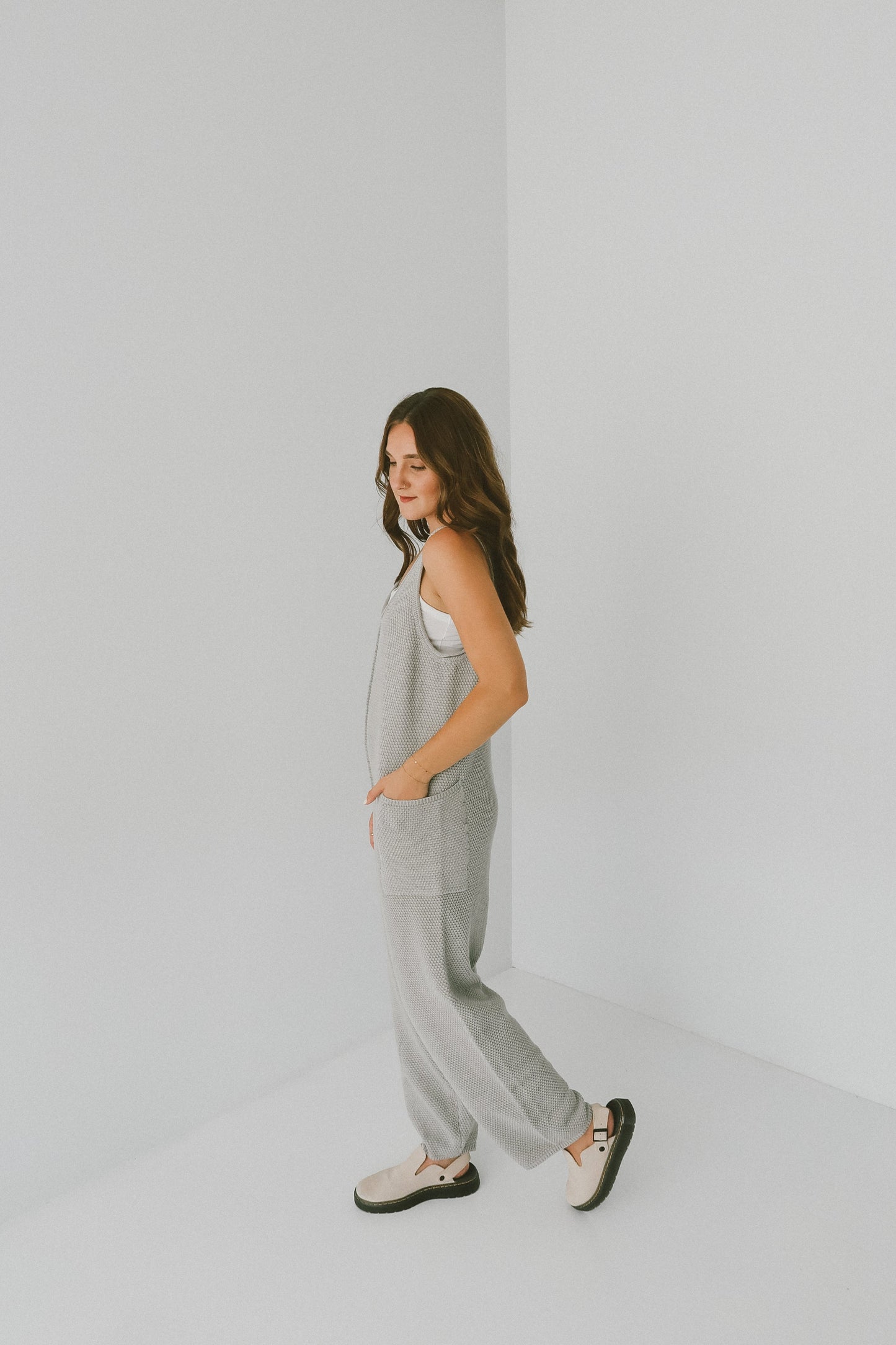 'Cypress' Knit Jumpsuit in Stone