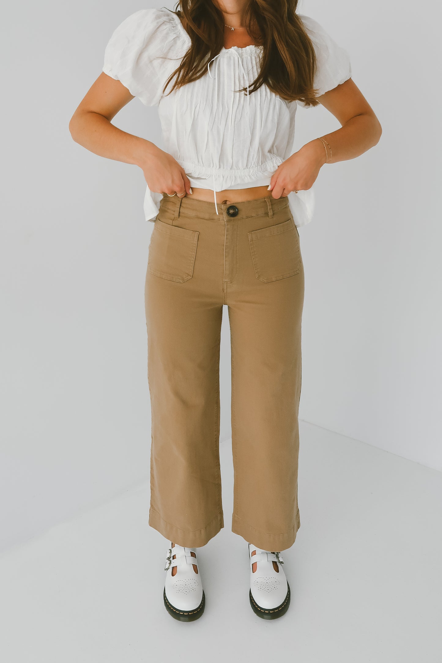 'Millie' Wide Leg Pants in Khaki