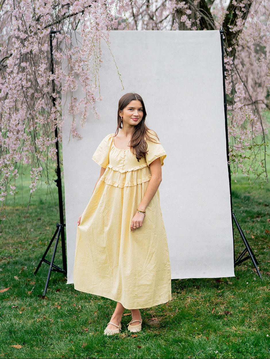 'Goldie' Linen Dress in Yellow