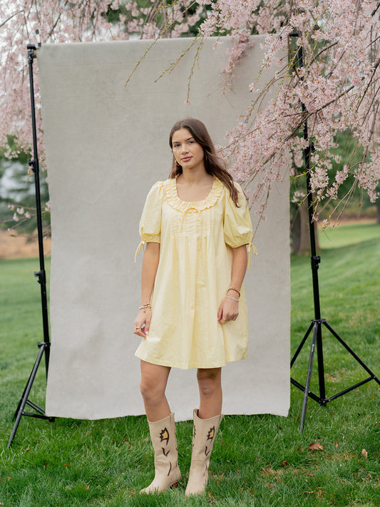 'Calla' Cotton Dress in Lemon