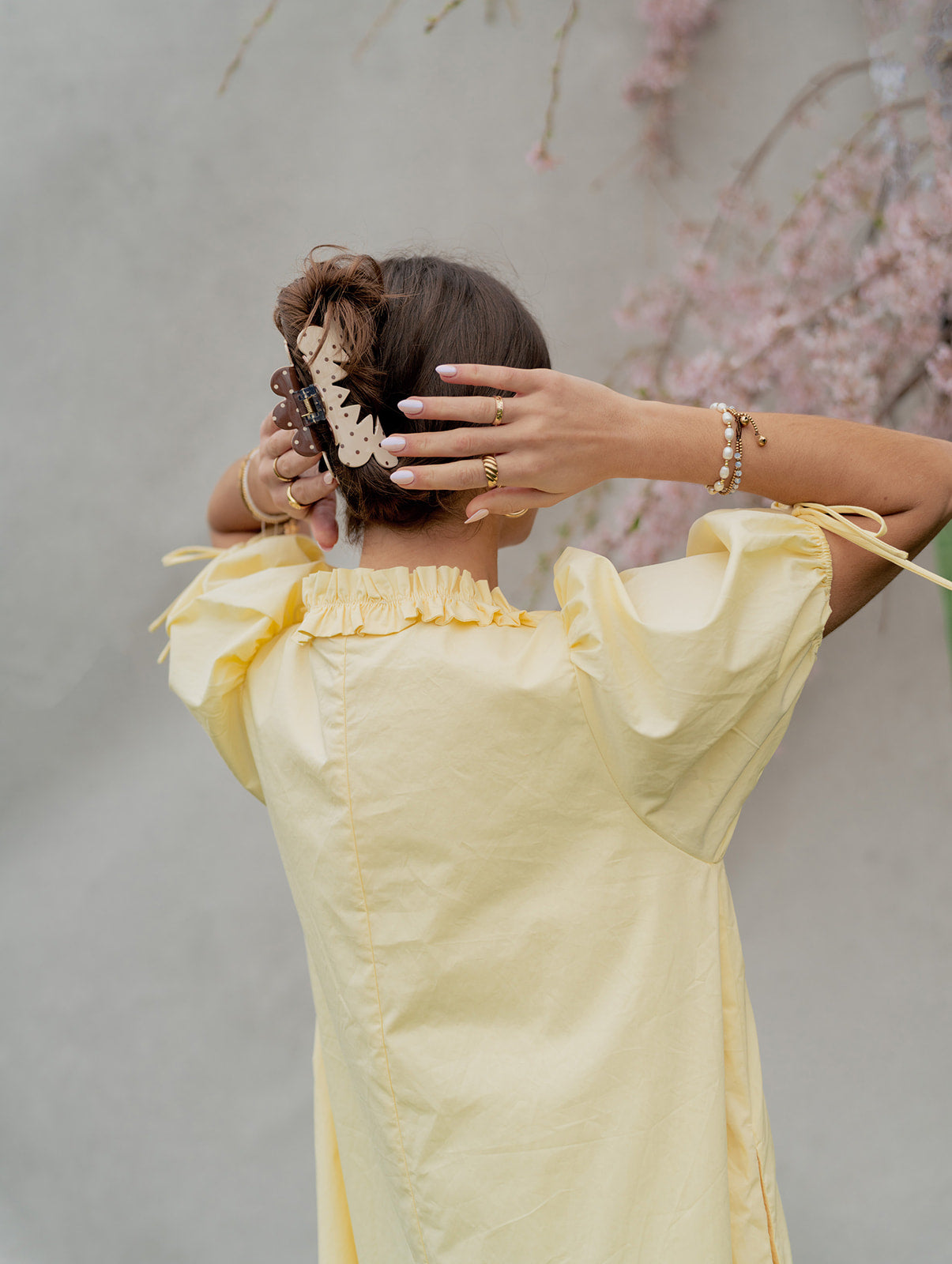 Oversized Claw Clip in Brown Polka Dot