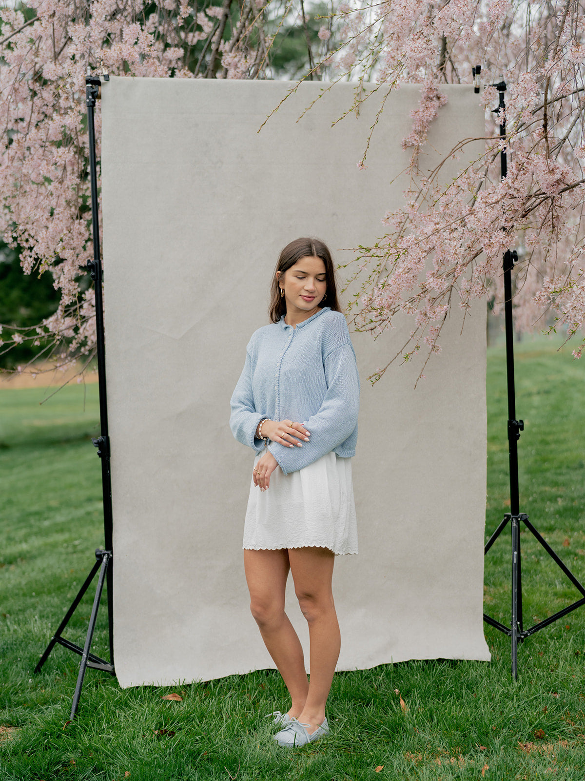 'Chandler' Cotton Cardigan in Sky Blue