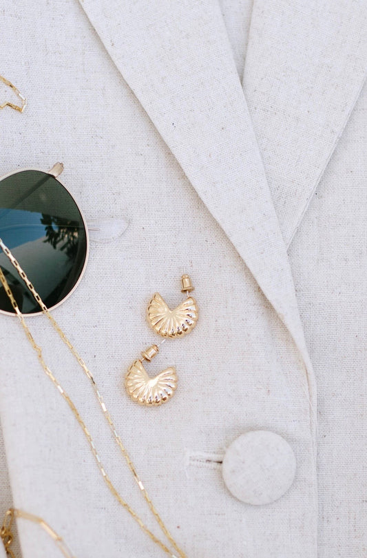 'Duke' Ribbed Earrings in Gold