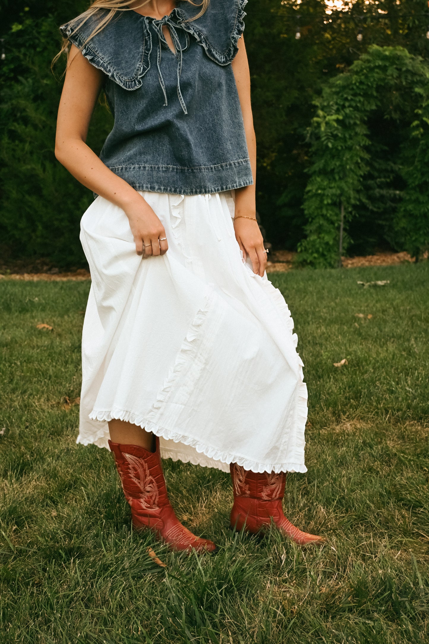 'Morgan' Midi Skirt in White