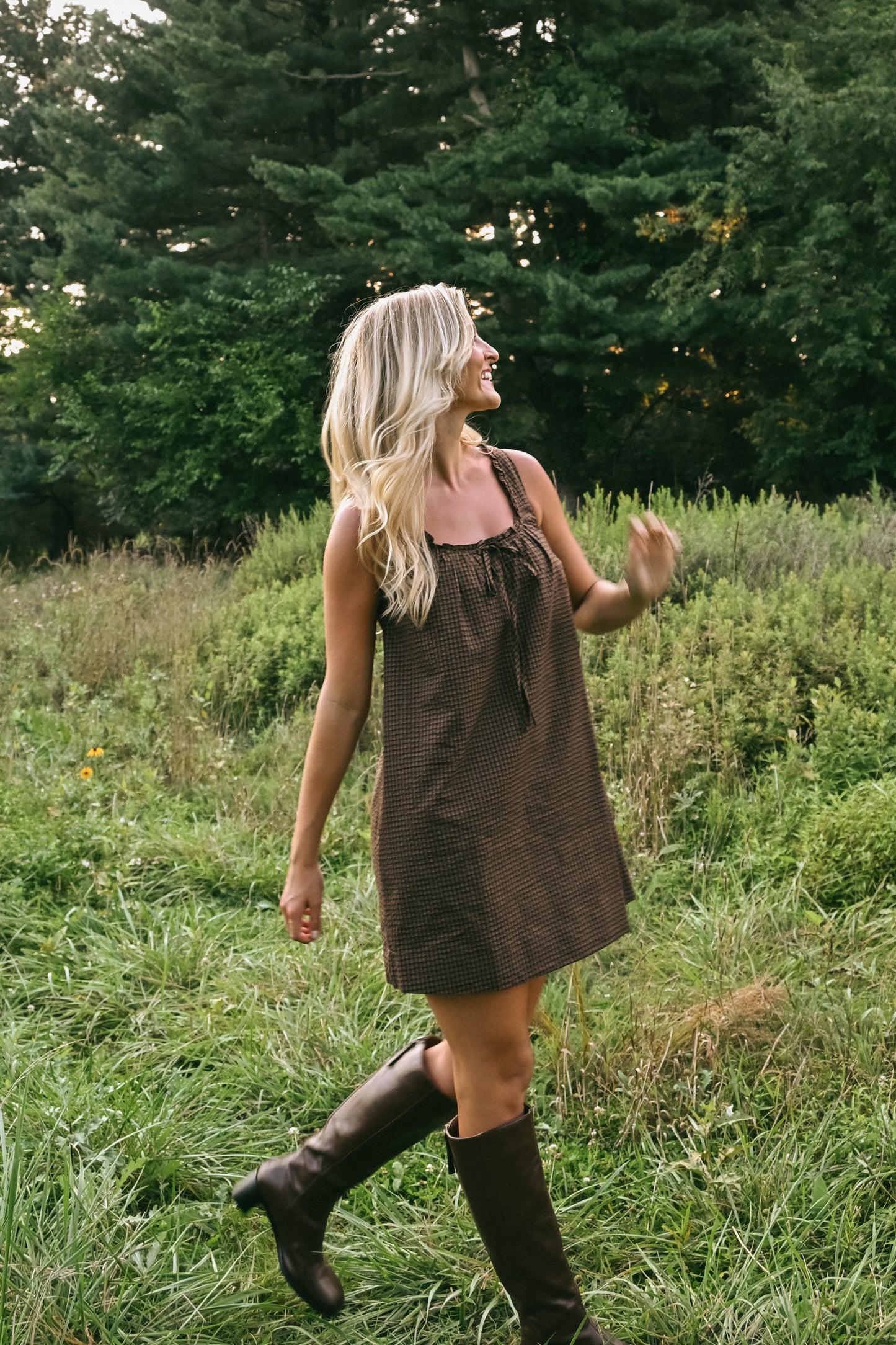'Gabby' Dress in Chocolate Plaid