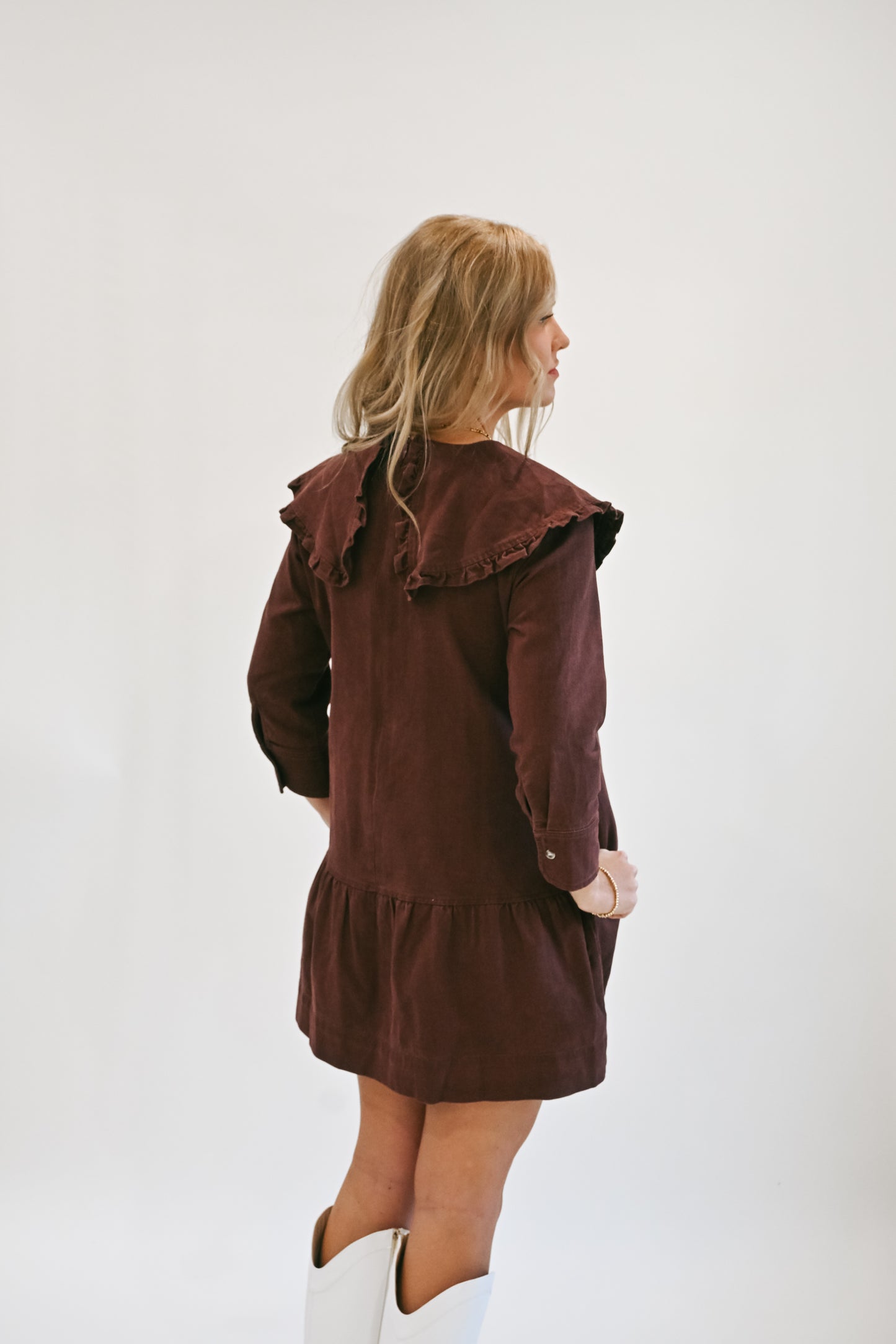 'Elsa' Collared Dress in Wine