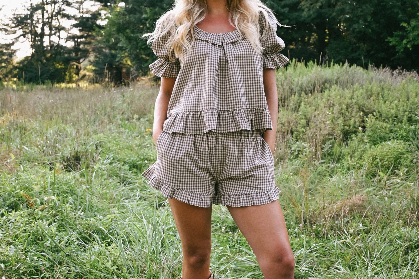 'Kolby' Frill Gingham Shorts