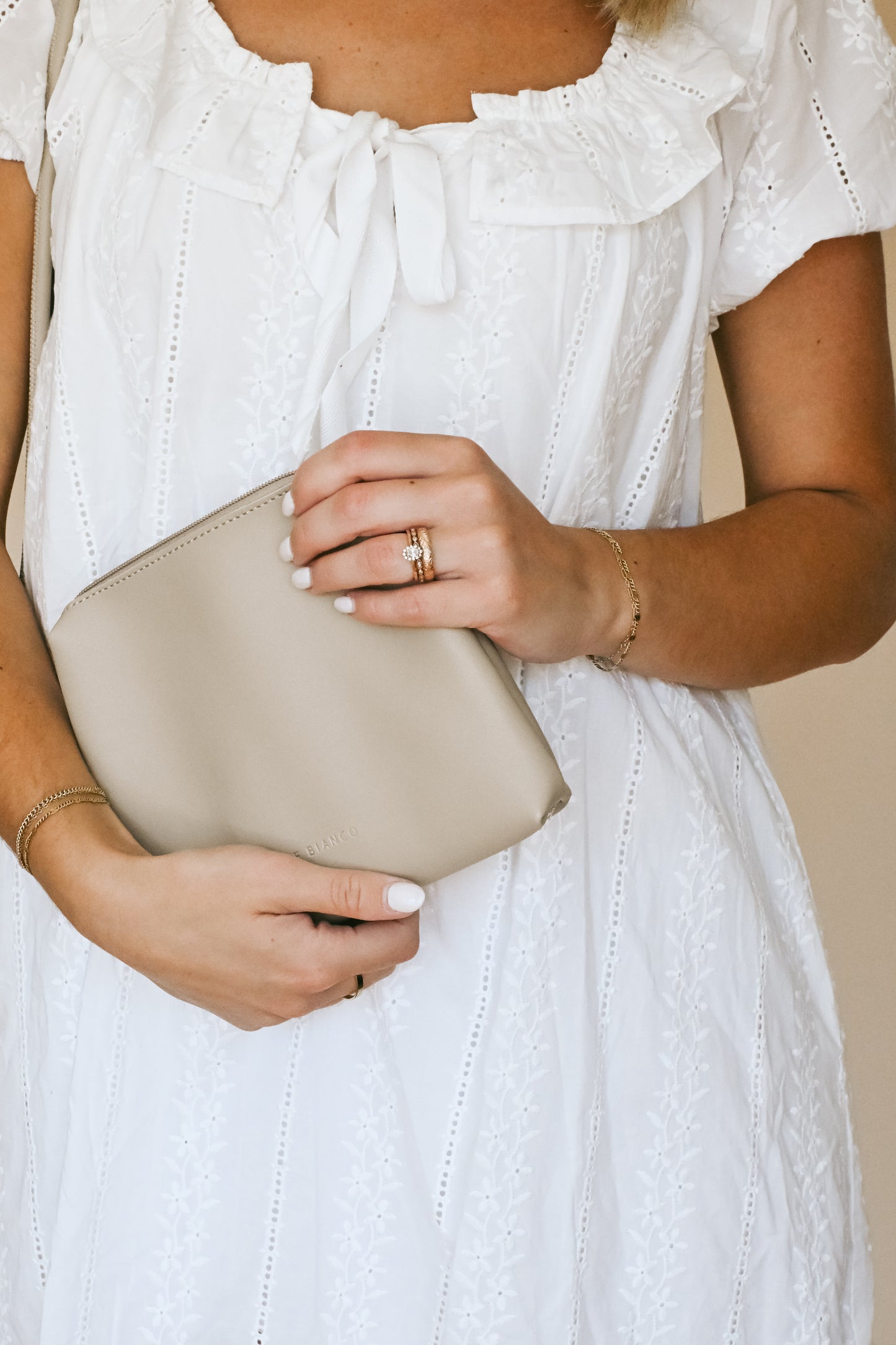 'Carrie' Pleated Shoulder Bag in Ivory