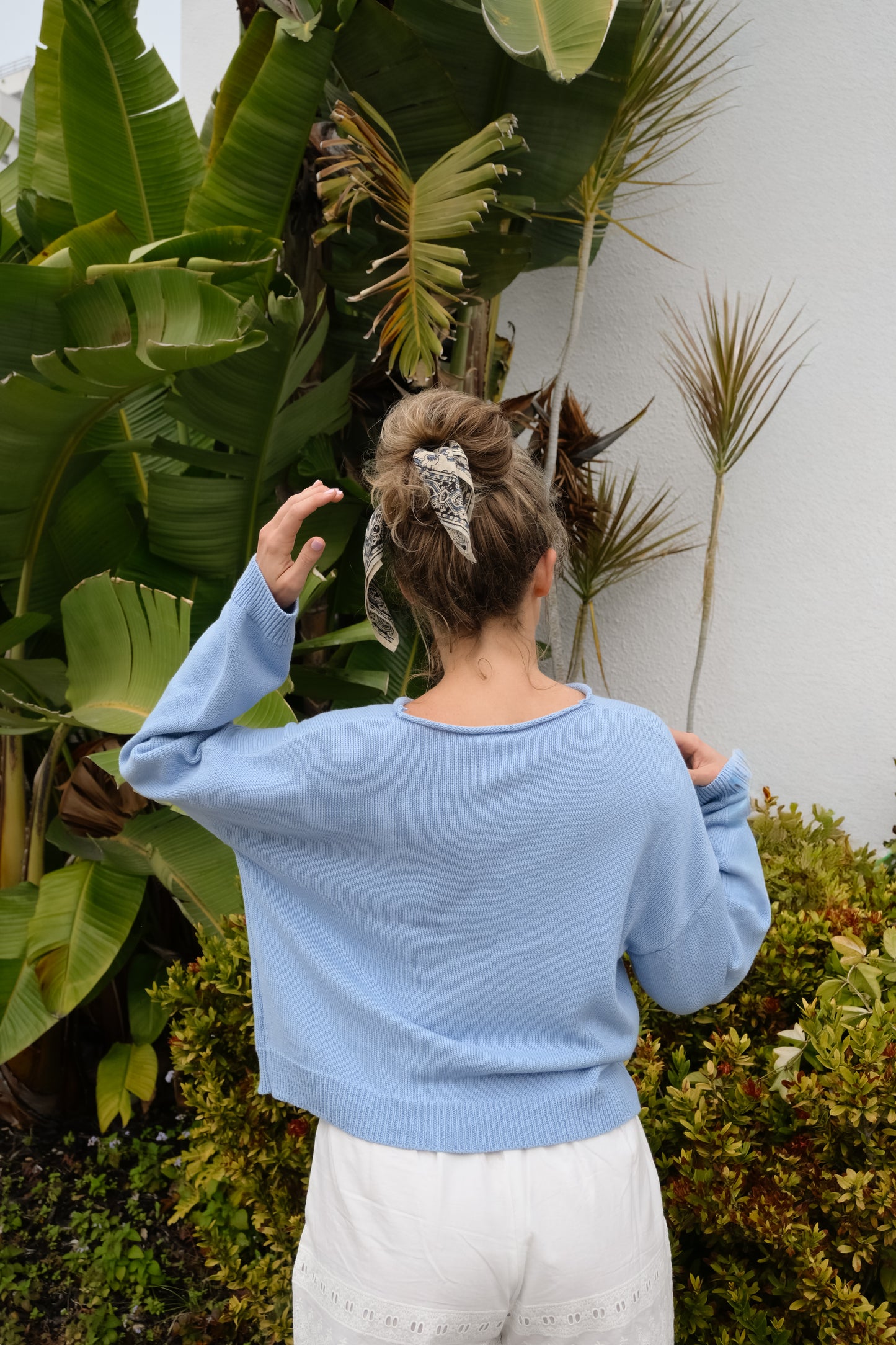 'Mae' Cotton Cardigan in Blue